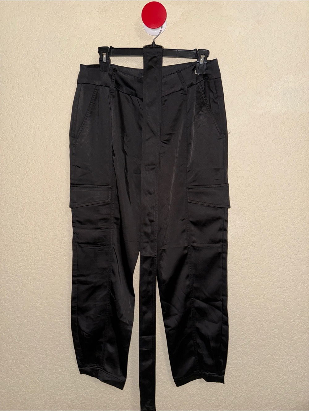 Sanctuary Classy Cargo Trouser Satin Pants Black Size 27 Belt Included